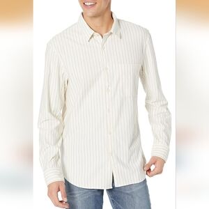 Men's Ivory Pinstripe Button-Down Shirt